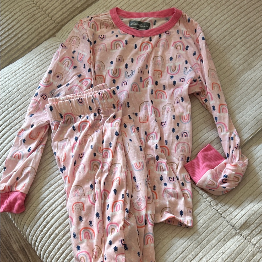Eddie Bauer Pink Rainbow & Trees Kids Pajama Set
